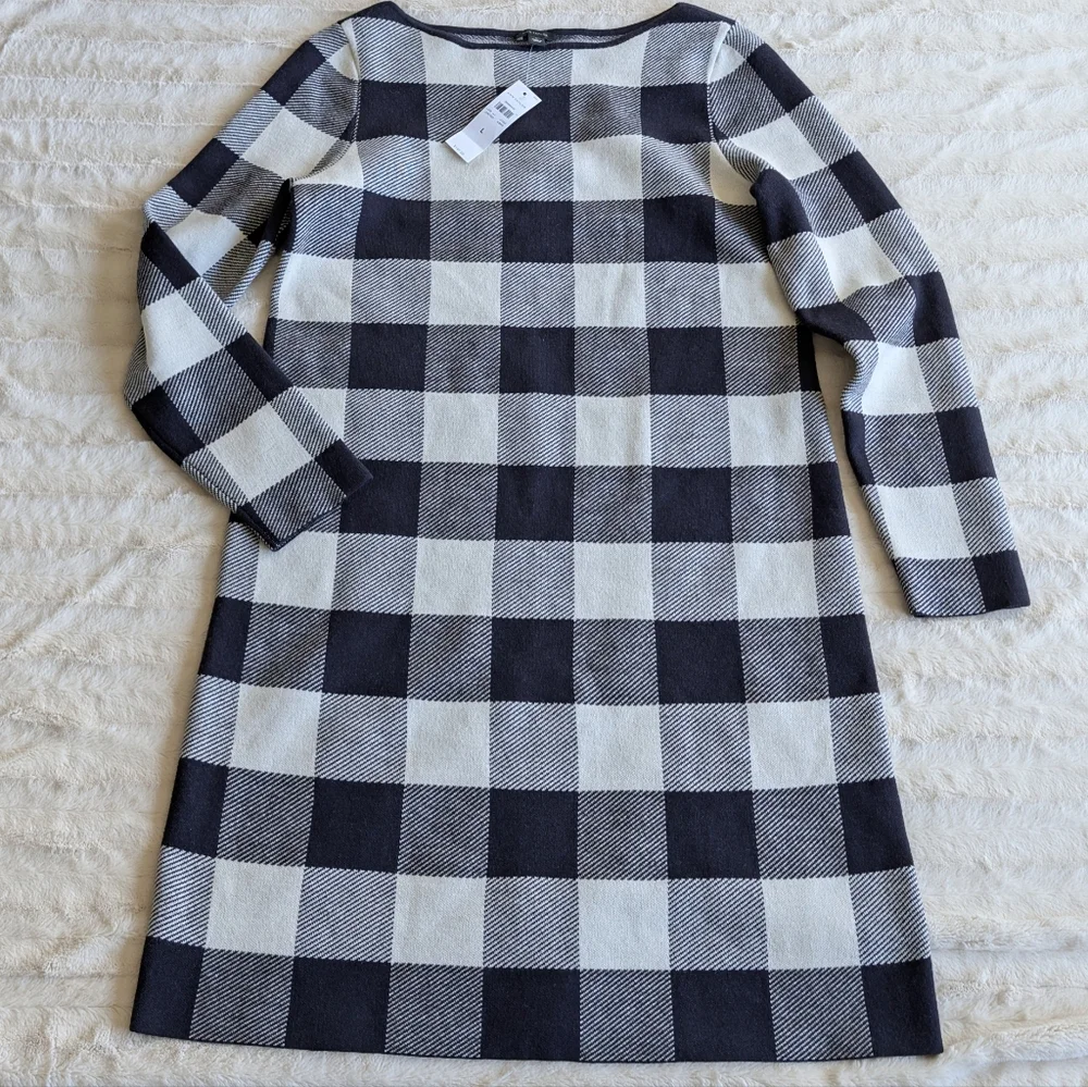 Ann Taylor Women’s‎ Large Sweater Wool Dress Buffalo Plaid Long Sleeve NEW! - Picture 2 of 8